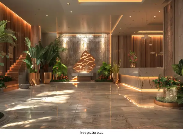 Luxury Hotel Lobby Interior Design Illustration