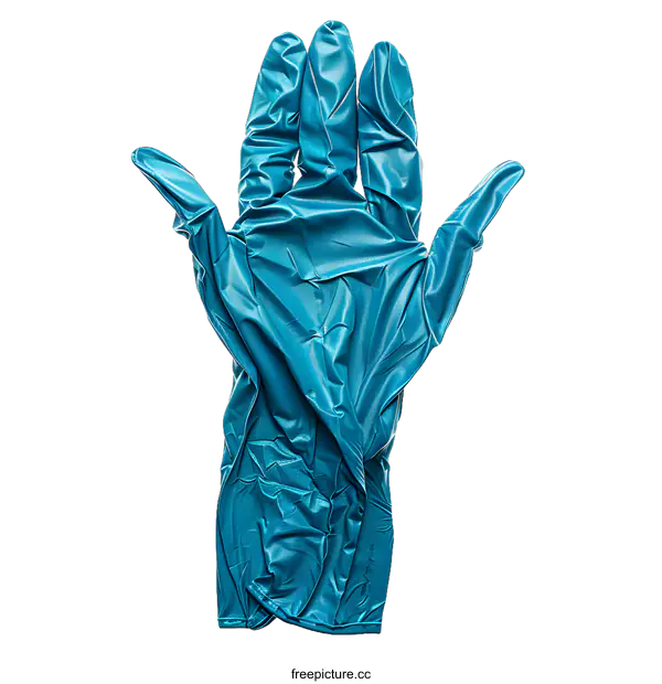 [Transparent Background PNG]Blue Latex Gloves on White Background