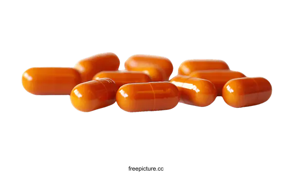 [Transparent Background PNG]Close-up of Orange Capsules