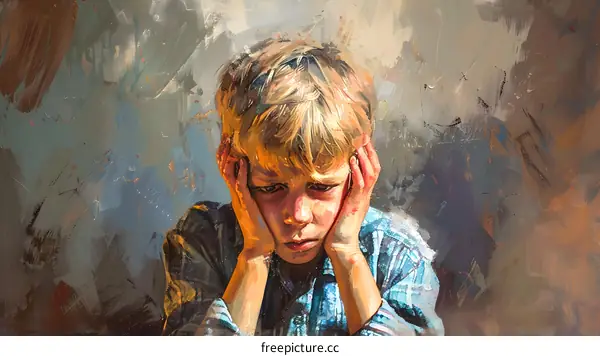 boy holding his head