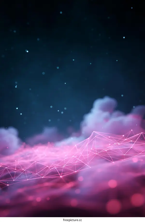 Abstract Network of Pink Lines on Clouds