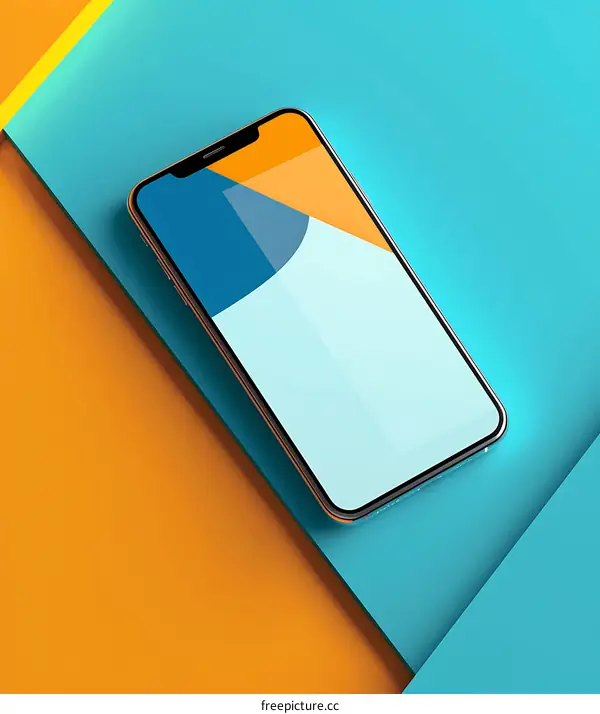 Smartphone Mockup On Geometric Background