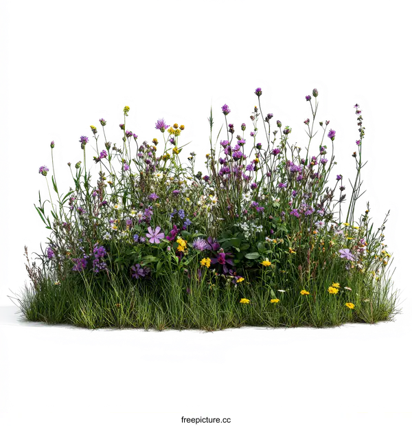 [Transparent Background PNG]Colorful Wildflower Meadow Illustration