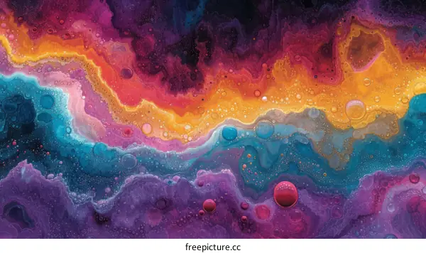Colorful abstract painting with vibrant colors and a fluid texture