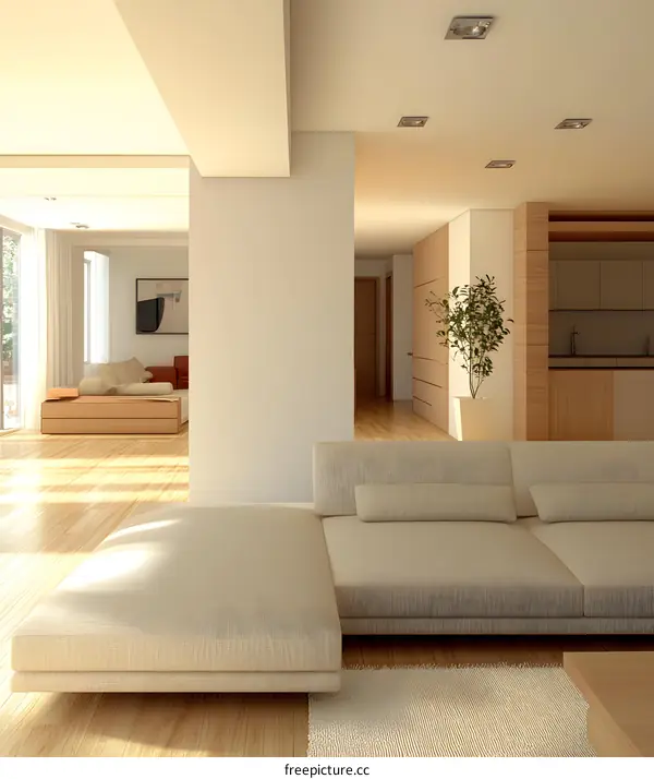 Modern Living Room Interior Design with White Sofa