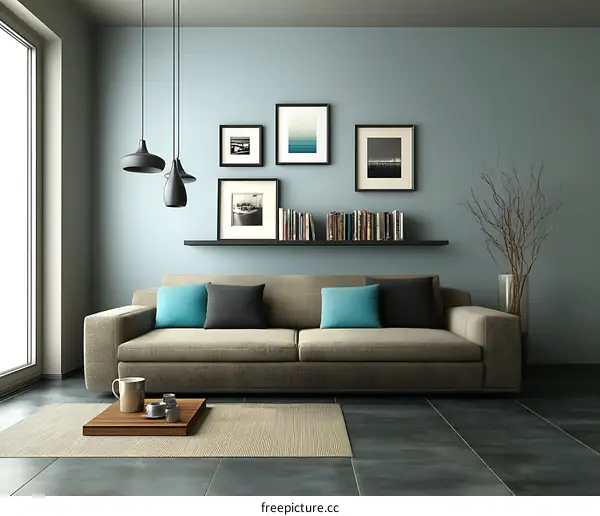 Modern Living Room Interior Design with Artwork and Furniture