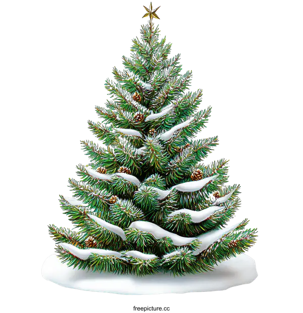 [Transparent Background PNG]Winter Christmas Snow-Covered Fir Tree Illustration