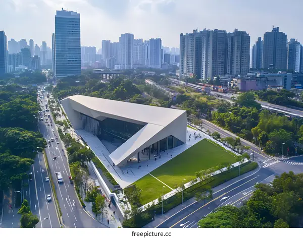 Modern Architecture Building in City Park