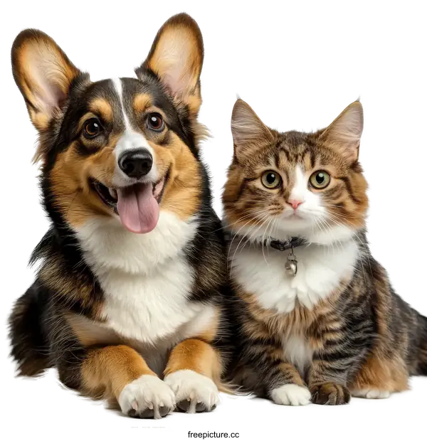 [Transparent Background PNG]Dog and Cat Best Friends Studio Photo