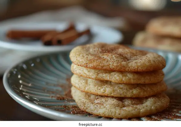 A stack of four snickerdoodle cookies