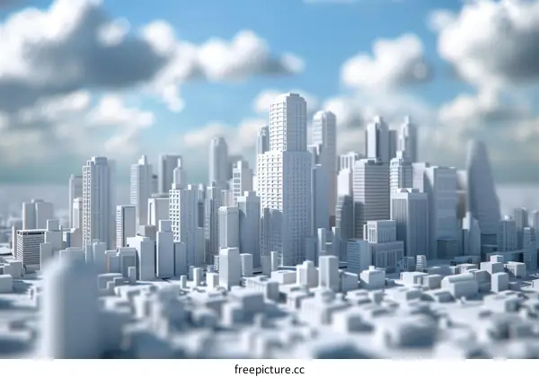 3D Model of Modern Cityscape with Skyscrapers