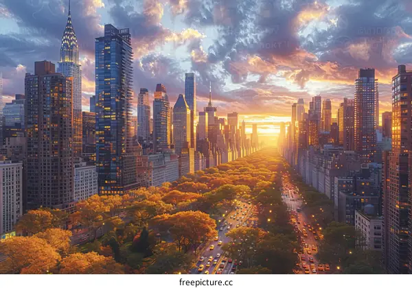 New York City Central Park at sunset