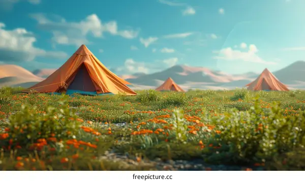 Camping in a beautiful meadow