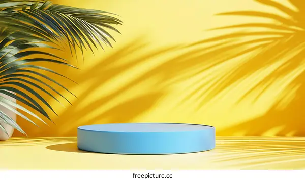 Summer Display Podium with Palm Leaf Shadows