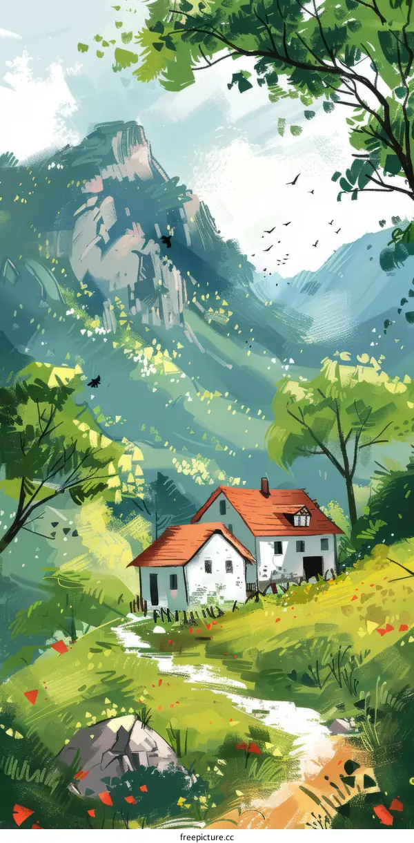 Picturesque Mountain Cottage Nestled Amidst Serene Landscape