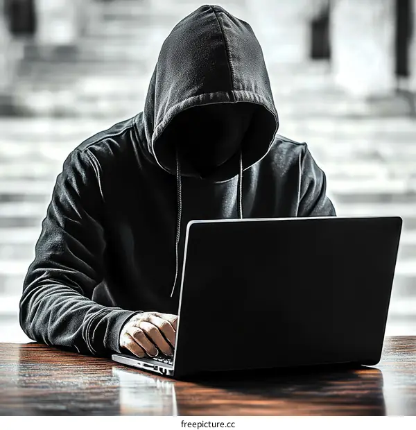 Anonymous Person Working on Laptop
