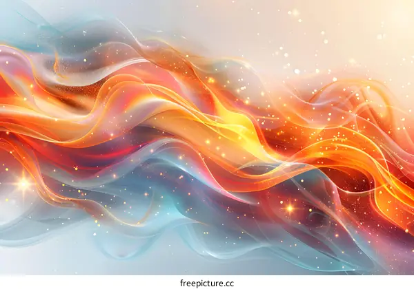 Abstract colorful flowing shapes with glitter