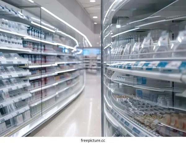 Supermarket Shelf with Food Products