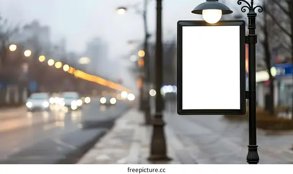 Blank Street Sign In City With Blurred Background