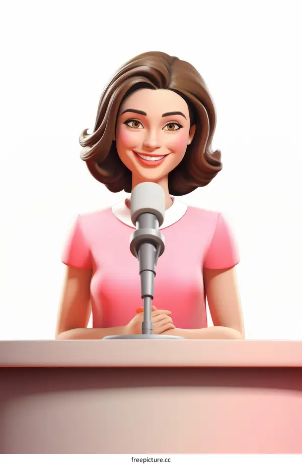 Confident Woman Giving a Presentation at a Podium