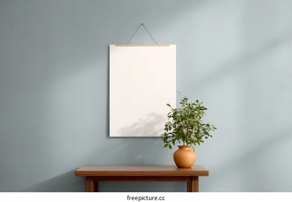 Blank Poster on Light Gray Wall Mockup