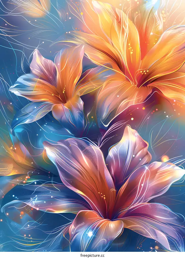 Colorful flowers with blue background