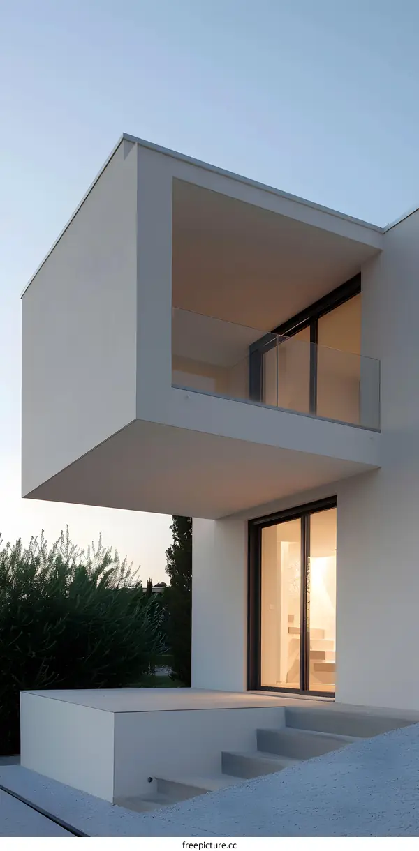 Modern Architecture House with Glass Balcony