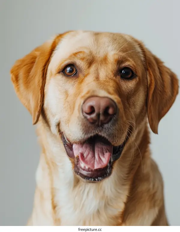 Joyful Yellow Labrador Retriever Close-up Head Portrait