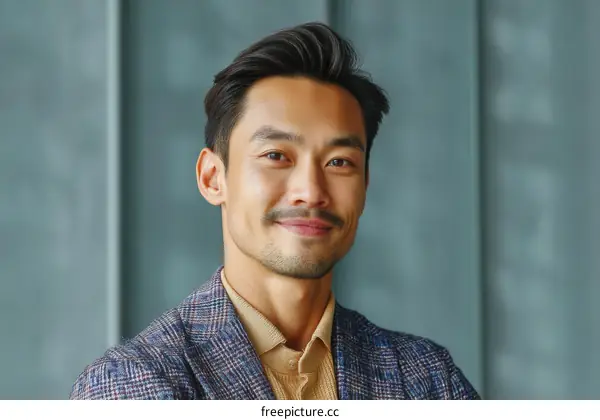 Asian Man Portrait in Business Casual Outfit
