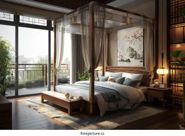 Elegant Chinese-Style Bedroom Interior Design