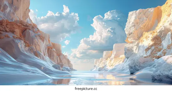 Fantastical Mountain Canyon Under a Dramatic Sky