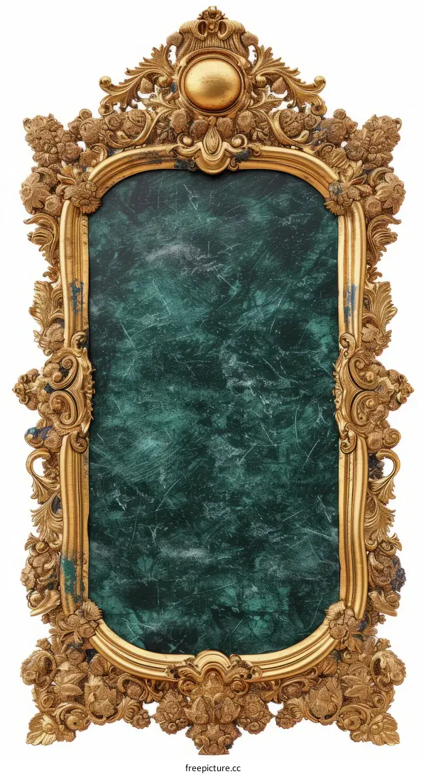 ornate gold frame with green background