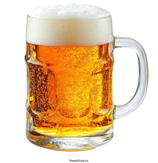 [Transparent Background PNG]Close-up of a Beer Mug with Frothy Head