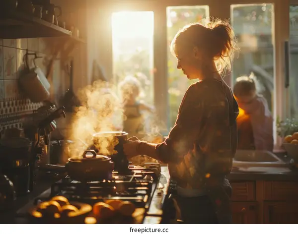 Domestic Life Cooking Family