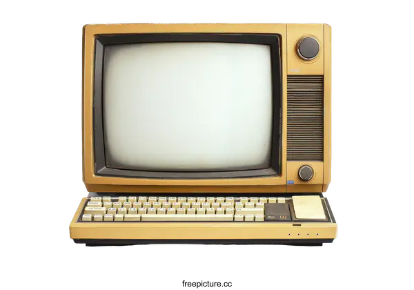 [Transparent Background PNG]Vintage Computer with Monitor and Keyboard