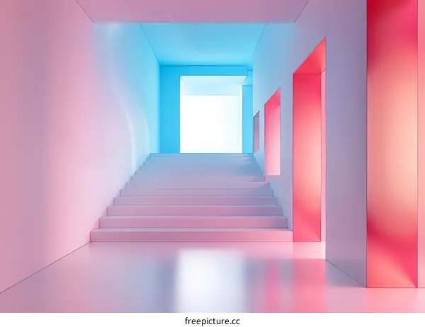 Abstract Stairway to Heaven in Pink and Blue