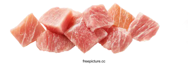 [Transparent Background PNG]Freshly Cubed Raw Meat Pieces