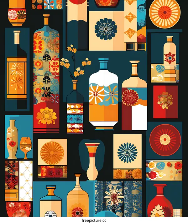 Japanese Style Abstract Pattern Seamless Background