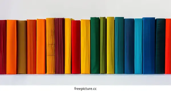 Colorful Books Arranged in a Rainbow Design