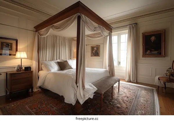 Elegant Vintage Bedroom with Canopy Bed