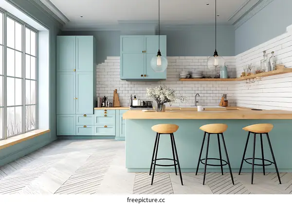 Modern Turquoise Kitchen Interior Design