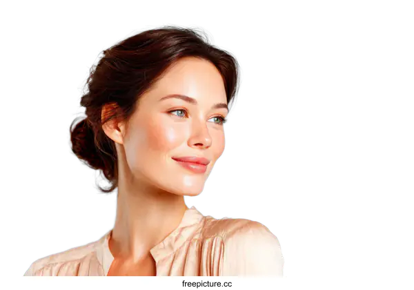 [Transparent Background PNG]Beautiful Womans Portrait with Radiant Skin
