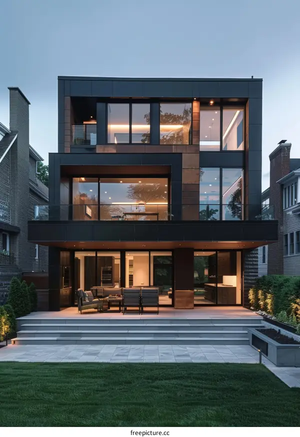 Stunning Black Modern House with Expansive Windows