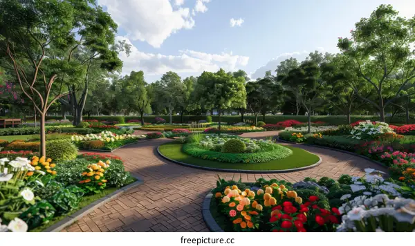 Vivid Spring Tulips Garden