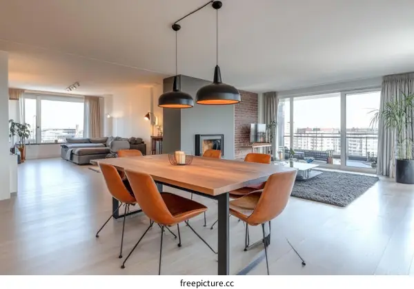 Modern Open-Plan Dining Area with City Views