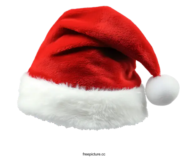 [Transparent Background PNG]Red Christmas Santa Hat with White Fur Trim