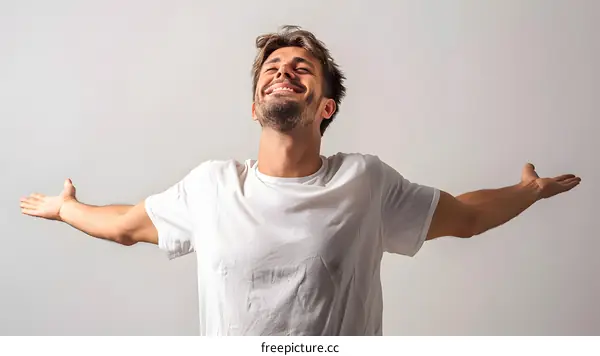 Happy Man With Arms Outstretched