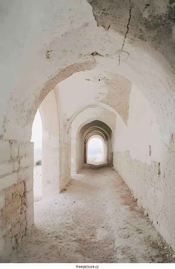 White Arched Corridor Leading to the Sea