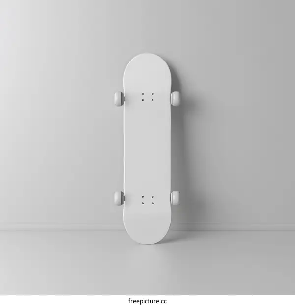 White Skateboard Leaning Against Wall