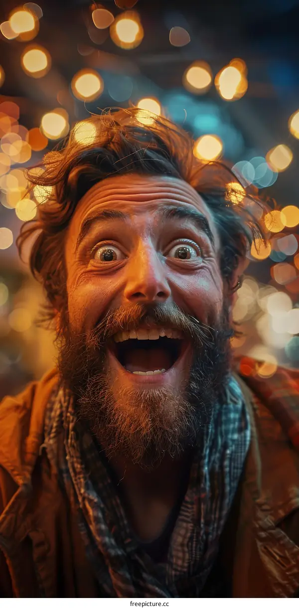 Closeup Portrait of a Man with a Joyful Expression